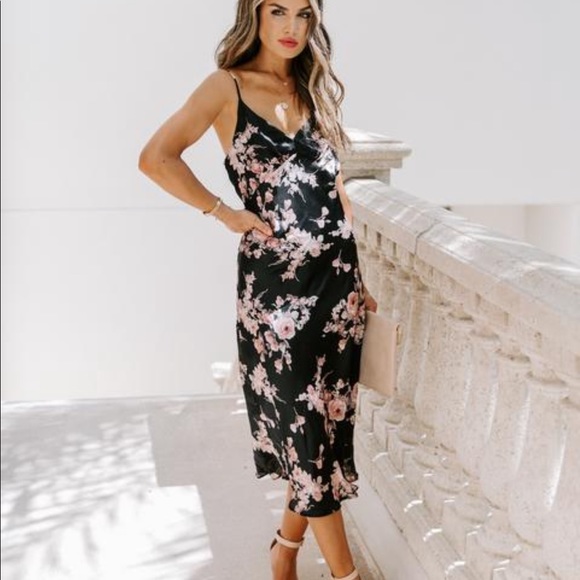 Kamal floral midi slip dress